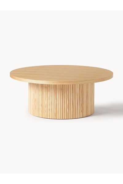 Eriza Home 1010 Yuvarlak Modern Çıtalı Orta Sehpa, Naturel