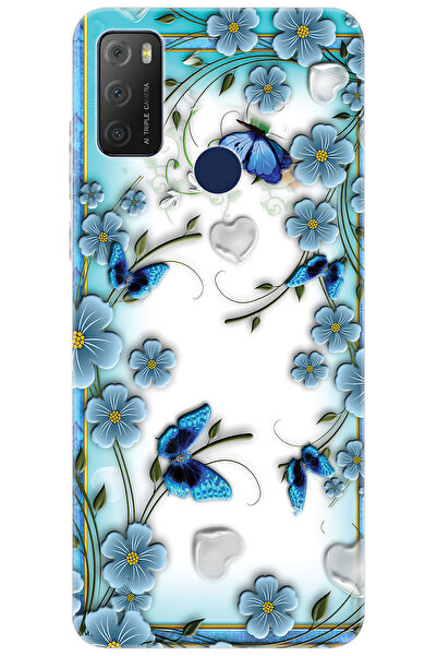 TCL 20E 6125D Uyumlu Kılıf Desen Baskılı Silikon Çiçek ve Kelebekler STK:547 CP-ZHjsAOL