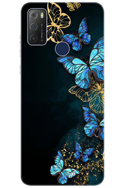 TCL 20E 6125D Uyumlu Kılıf Desen Baskılı Silikon Kelebekler STK:721 CP-UBj0OoX