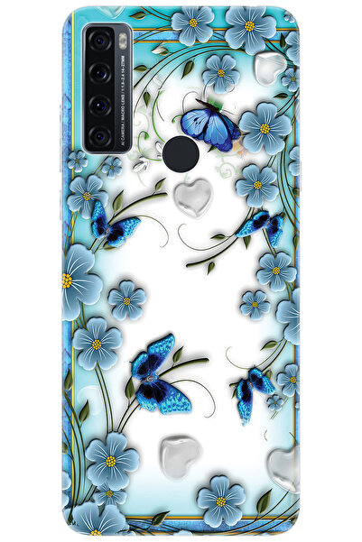TCL 20 SE T671H Uyumlu Kılıf Desen Baskılı Silikon Çiçek ve Kelebekler STK:547 CP-ezFCMxs