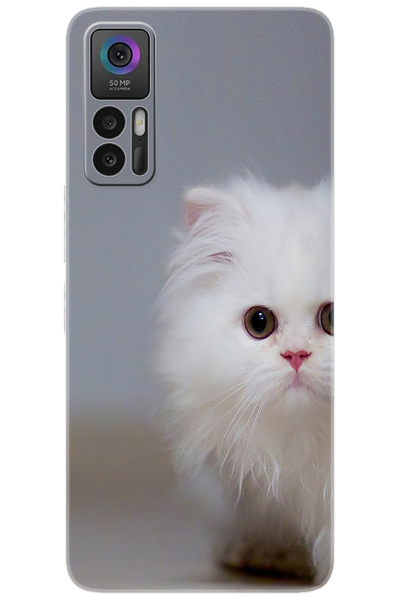 TCL 30 PLUS T676K Uyumlu Kılıf Desen Baskılı Silikon Beyaz Kedi STK:139 CP-0n...