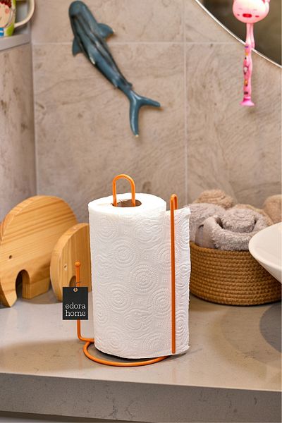 Edora Home Suport pentru prosoape cu rolă de hârtie marcaj portocaliu Suport pentru șervețele de 25 cm, design modern ergonomic - metal inoxidabil