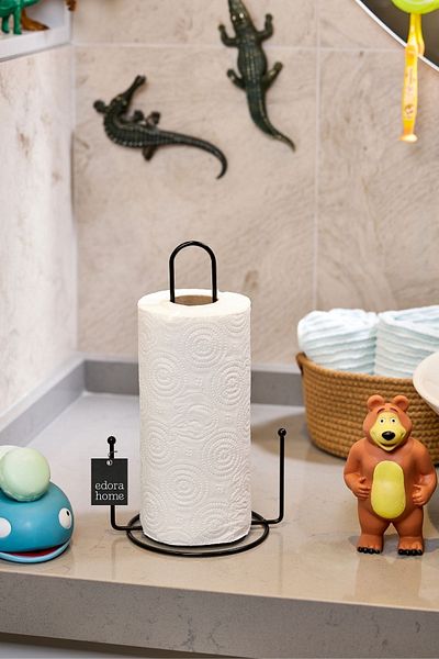 Edora Home Черен мраморен държач за кърпи от хартия, държач за салфетки, кухненски, бански, детски, аксесоар - метален, неръждаем
