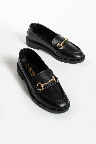 İnan Ayakkabı WOMEN'S BLACK COLOR BUCKLE DETAILED DAILY CASUAL SHOES (3 CM)