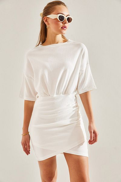 Bianco Lucci Dámské přední šaty s pružným pasem60191003