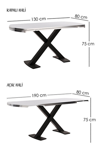 AVVİO Wella Lak Panel 80x130 Açılır Yemek Masası Mutfak Masası 6 Kişilik Masa Sandalye Takımı