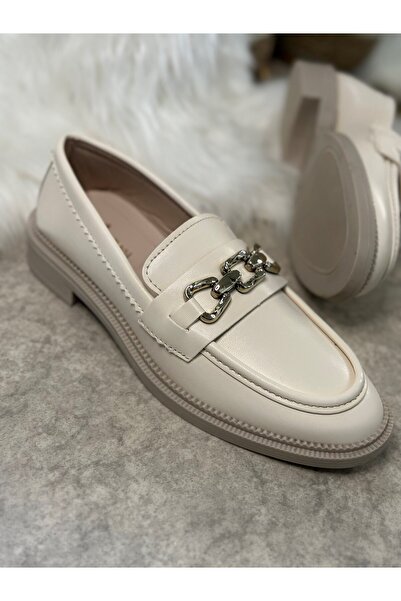 Allyup Daily Beige Women's Loafer Moccasin Classic Low Heel Patterned Sole Ch...