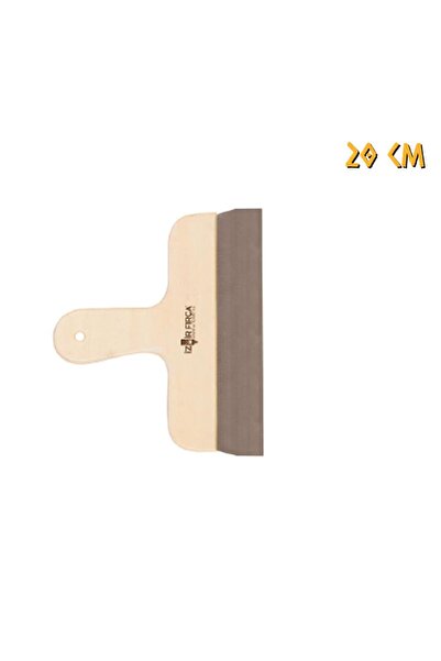 İzmir Fırça Ahşap Eğri Saplı Çelik Spatula - 20 cm.