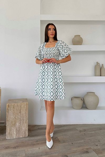 Seda Yalçın Atelier Green Front Elastic Balloon Sleeve Dress