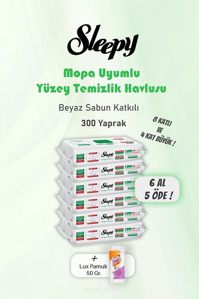 Sleepy 300 Sheets BUY 6 GET 5 White Soap Floor Cleaning Towels and Cotton