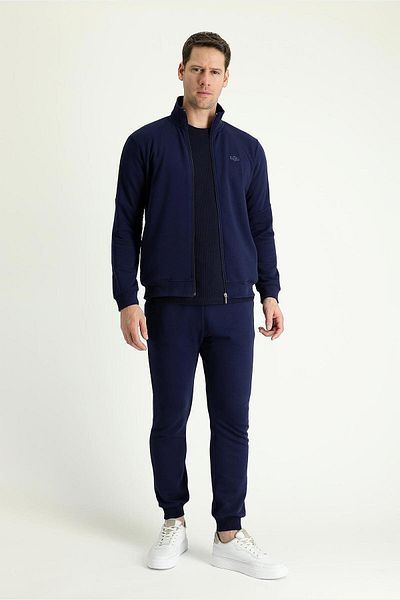 Kiğılı Men's Tracksuit Set with Stand Collar and Zipper Piping