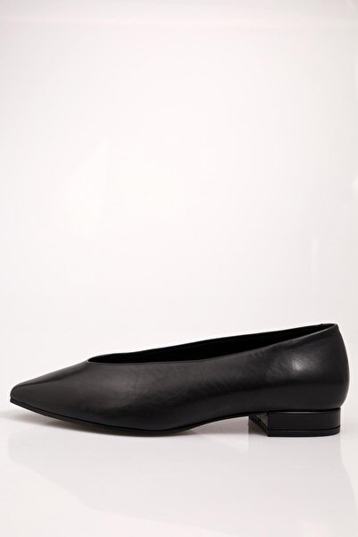 5in1Canpolat Black Lambskin Ballerinas 24005