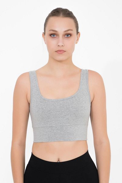 Comm-Ci Lori Melange Square Collar Organic Cotton Knitted Crop Body
