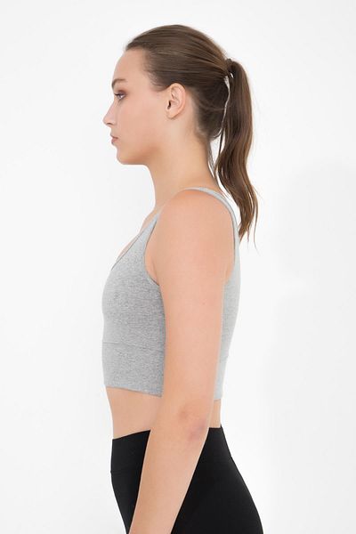 Comm-Ci Lori Melange Square Collar Organic Cotton Knitted Crop Body