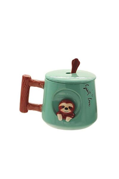 The Mia Lazy Animal Mug with Lid and Spoon 370 ml