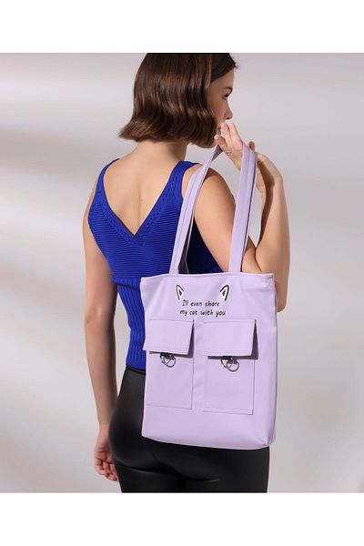 Toz Vintage Zippered Shoulder Bag with Cat Figure