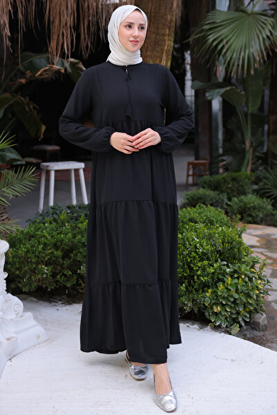 benguen 2437 Dlouhé hidžábové šaty černé