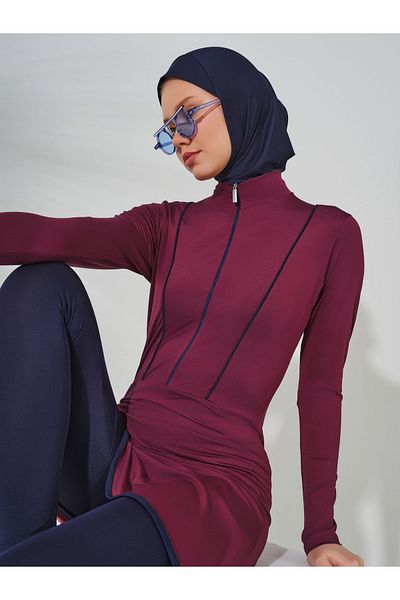 ALFASA Μαγιό Hijab με τυλιγμένη φούστα - Λεπτομέρεια Piping