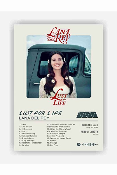 fırsatlar diyarı Lana Del Rey - Lust for Life Spotify Kodlu Albüm Duvar Poste...