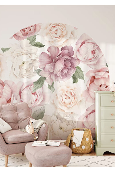 WALLHUMAN Стикер за декорация на детска стая и дома с цветя бохемски божур