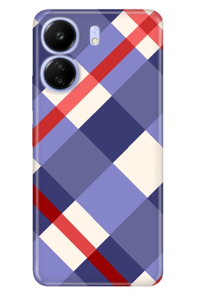senada Xiaomi Poco C65 Compatible Case Patterned Printed Silicone Blue Plaid