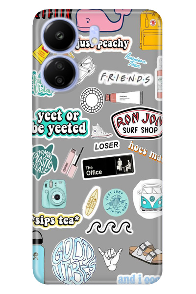 senada Xiaomi Poco C65 Compatible Case Patterned Printed Silicone Sticker Style
