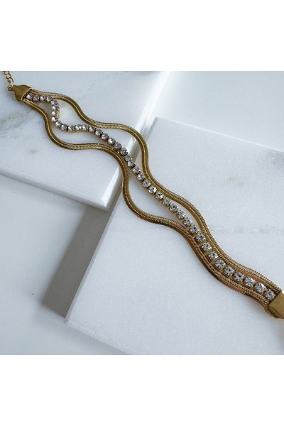 CHARMLUCKY Steel 3-Piece Stoned Bracelet