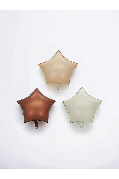 Happyland Retro Star Balloon Set Beige, Cream and Caramel Heart Balloon Foil 3 Pieces