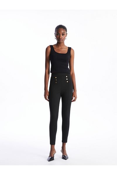 LC Waikiki Extra Slim Fit Women's Leggings - Flat Cut with Elastic Waist