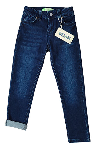 FourClovers Boy's Navy Blue Lycra Waist Adjustable Knitted Denim Fabric Jeans...