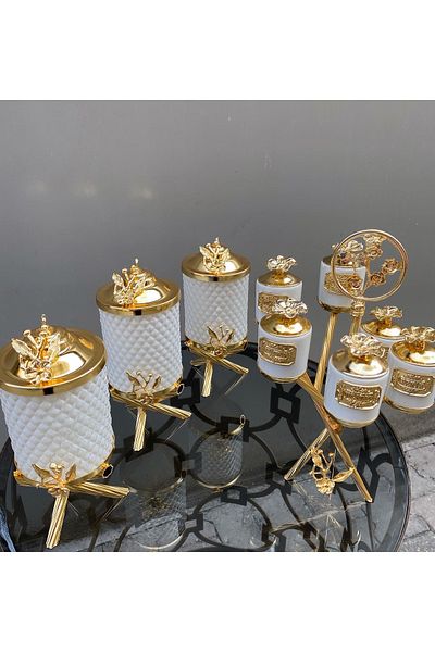 vanilya accessory White kitchen set (three glass jars and 6 porcelain spice dish)