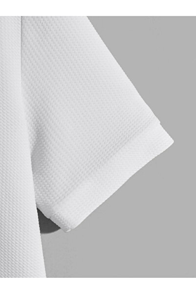 COOL TARZ Ανδρικό μπλουζάκι με κανονικό γιακά πόλο από λευκό ύφασμα βάφλα