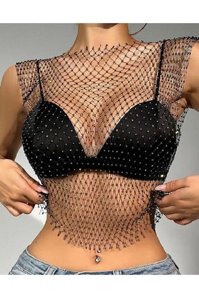NOCHE DRESS بلوزة شبكية - بتفاصيل حجرية