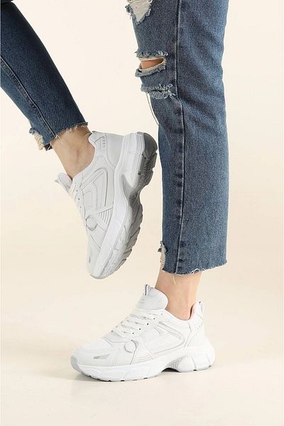McDark Pantofi Sport Unisex Alb Daily Snekars Toc 4 Cm