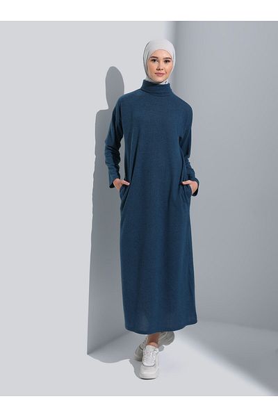 Benin Hijab Comfortable Cut Dress - Petrol - Benin