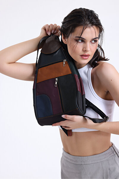 fubileather حقيبة ظهر من الجلد الطبيعي الناعم، حقيبة بحزام كتف