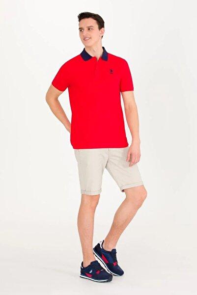U.S. Polo Assn. تي شيرت بولو أحمر للرجال
