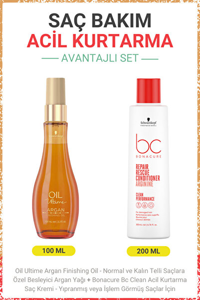 Bonacure Argan Finishing Oil - Besleyici Argan Yağı + BC Clean Acil Kurtarma ...