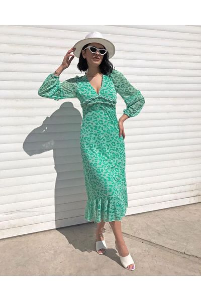 SHUGAA ROCHIE LUNGA LEOPARD VERDE DE DAMA
