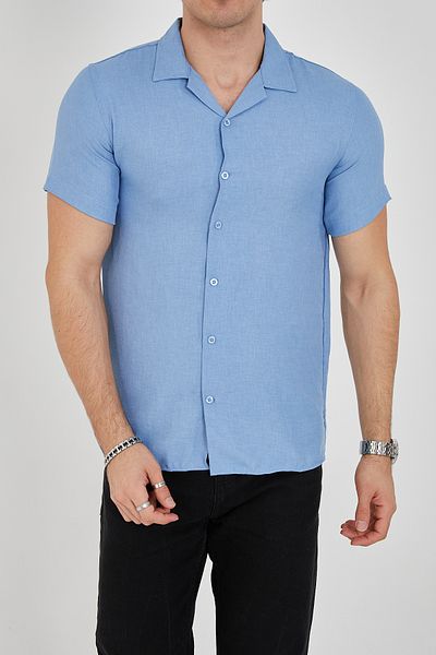 ENZİM JEANS Ανδρικό κοντομάνικο πουκάμισο από πολυ βαμβακερή λεπτή εφαρμογή