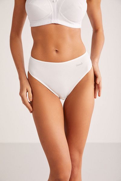 Kom Chiloți albi pentru femei din 4 piese din Lycra pieptănate Compact Basic Slip Nou