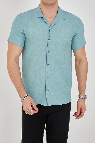 ENZİM JEANS Мъжка прилепнала полипамучна риза с къс ръкав