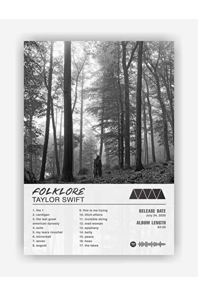 fırsatlar diyarı Taylor Swift - Folklore Spotify Kodlu Albüm Duvar Posteri - ...