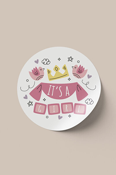 Runrux Baby Shower It's A Girl Party Label - 72 Pieces 4 Cm