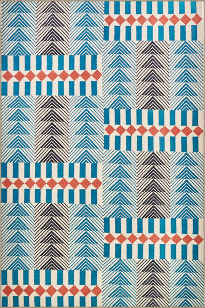Rugs Modern Halı Υφαντό χαλί με τριγωνικά μοτίβα σε μπλε αποχρώσεις 4169