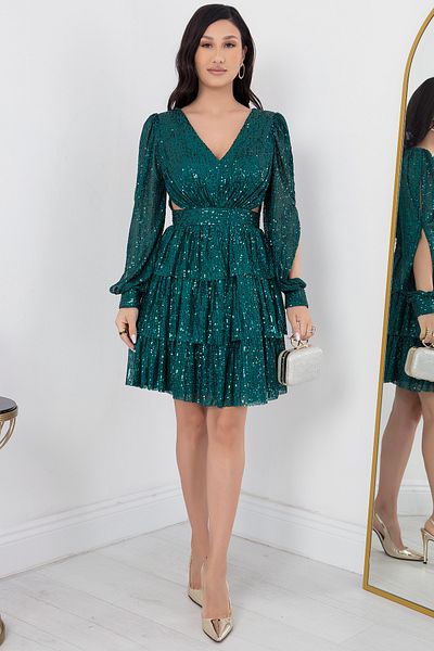PULLIMM Rochie cu paiete stratificată cu detaliu de frânghie - DNS1478