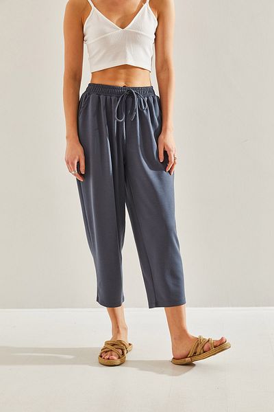 Bianco Lucci Women's Elastic Waist Tie Comfortable Trousers