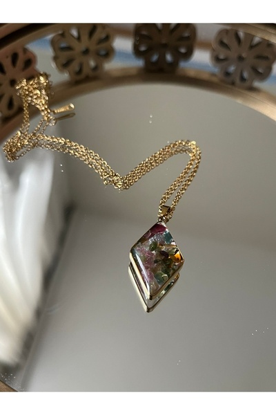 sahrastyle قلادة من الفولاذ المقاوم للصدأ مرصعة بأحجار الكوارتز الدخانية