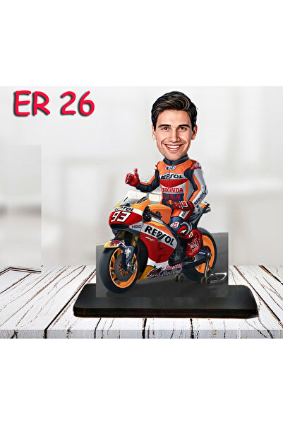 Özcan Tasarım Kişiye Özel Ahşap Biblo - Motor Kullanan Erkek Karikatür Biblo 11