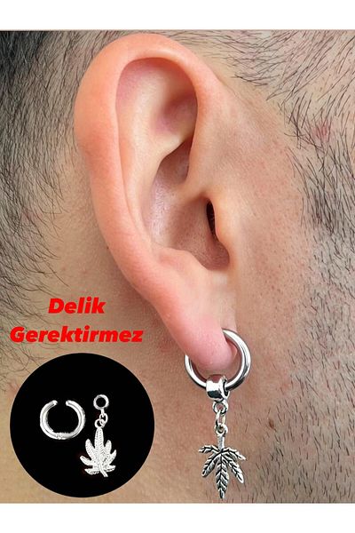 Piercing Market Steel & Silver Perforation-Free Compression Unisex Fake Ear Cartilage Dangle Figured 316l Surgical Steel Earrings